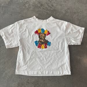 Vintage Y2K Teddy Fresh White Multi Bear Spellout Graphic Tee Adult Medium